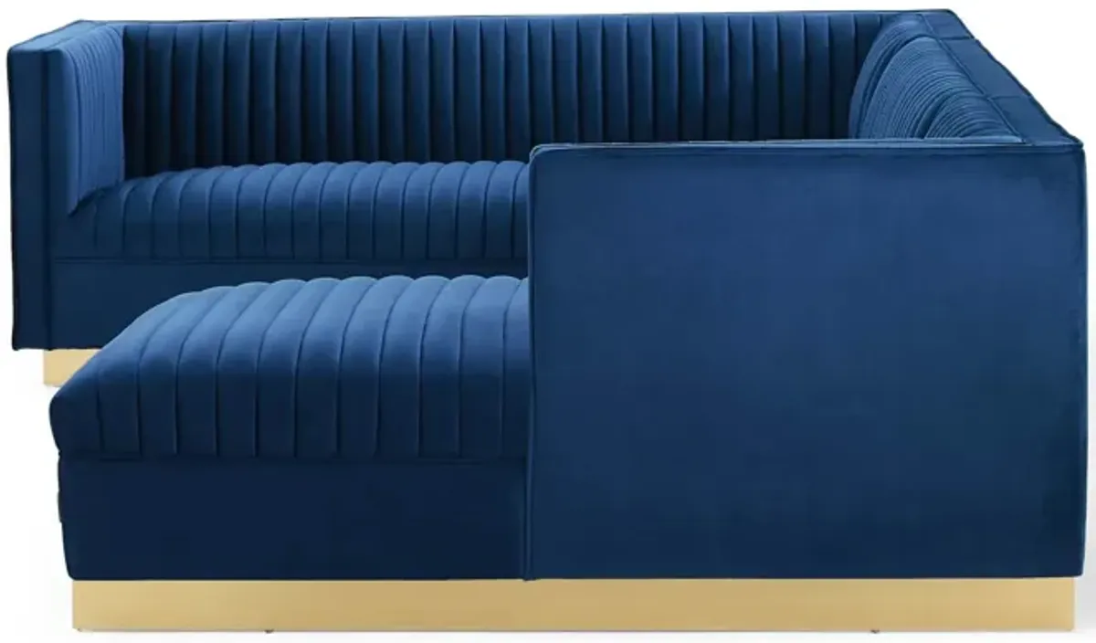 Sanguine 3 Piece Performance Velvet Sectional Sofa Set