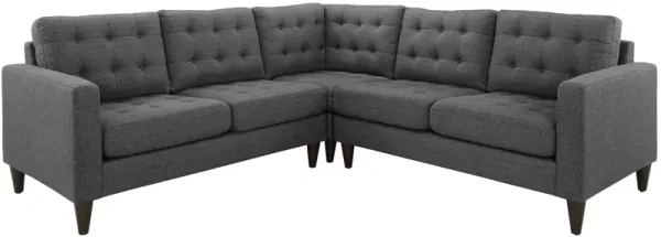 Empress 3 Piece Upholstered Fabric Sectional Sofa Set