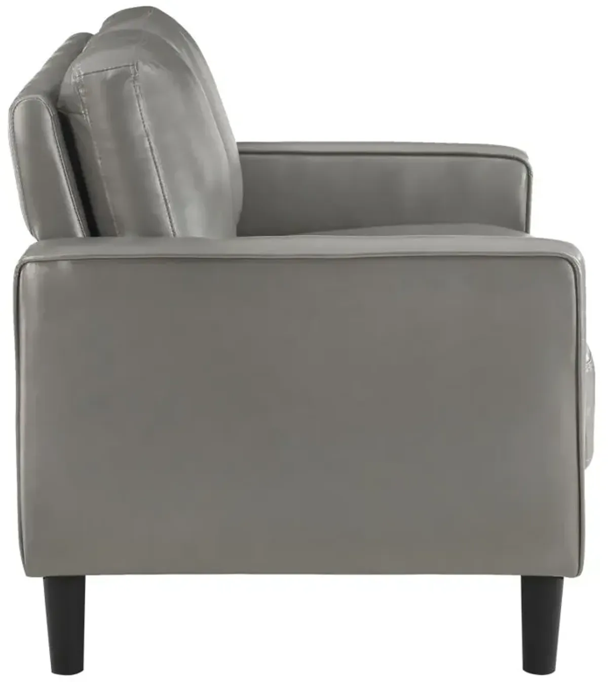 Ruth Upholstered Track Arm Faux Leather Loveseat Grey