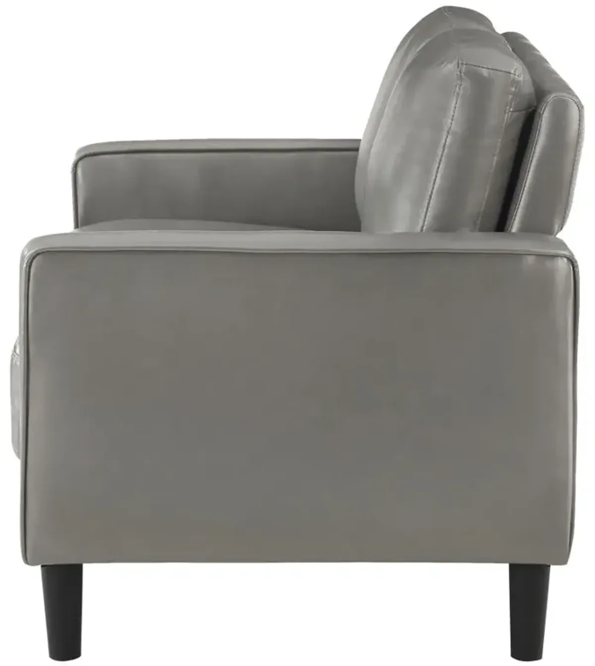 Ruth Upholstered Track Arm Faux Leather Loveseat Grey