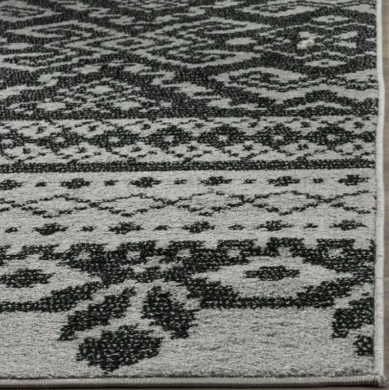 Adirondack Contemporary Silver / Black 2'-6" X 10' Powerloomed Rug