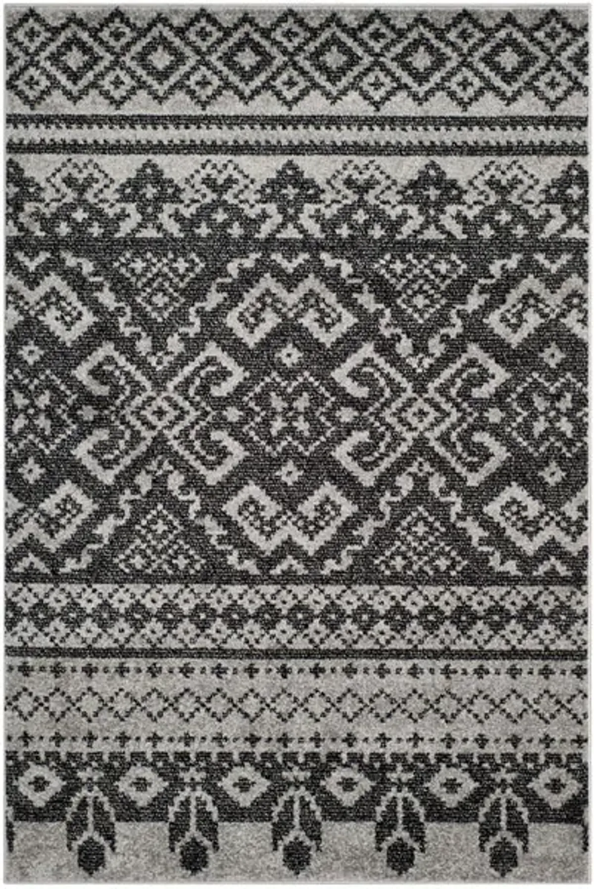 Adirondack Contemporary Silver / Black 2'-6" X 10' Powerloomed Rug