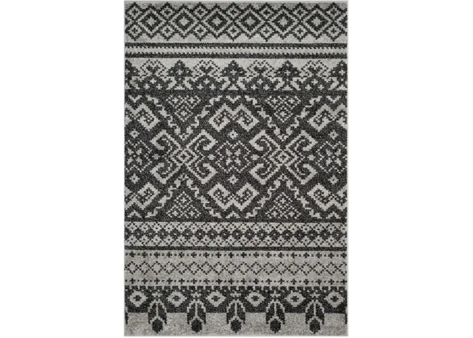 Adirondack Contemporary Silver / Black 2'-6" X 10' Powerloomed Rug