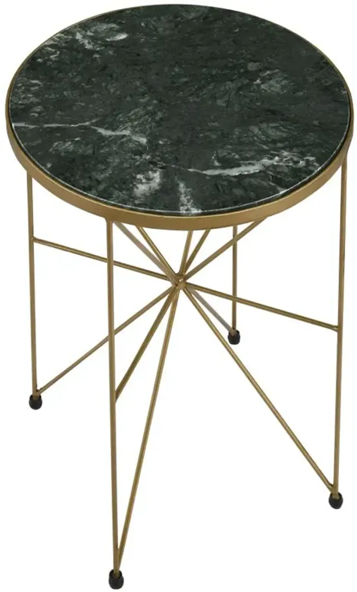 Eliska Round Accent Table with Marble Top Green and Antique Gold