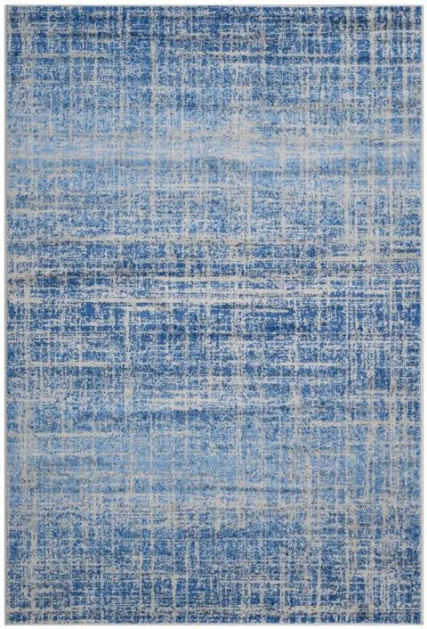 Adirondack Contemporary Blue / Silver 6' X 9' Powerloomed Rug