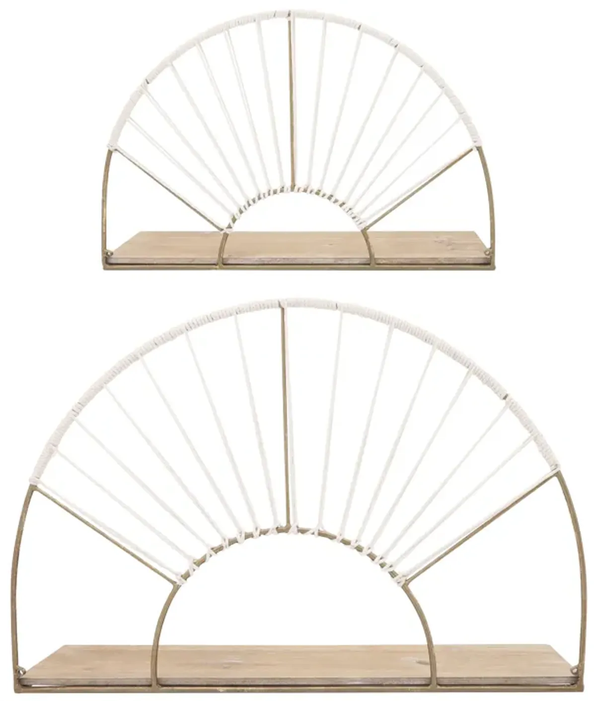 Metal/wood, S/2 13/16"h Arched Wall Shelves, Gold