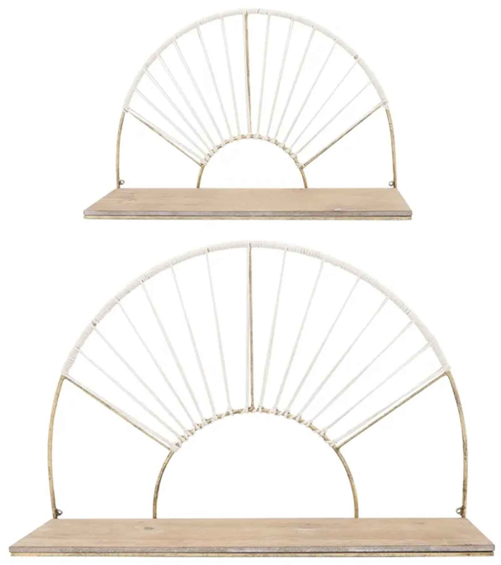 Metal/wood, S/2 13/16"h Arched Wall Shelves, Gold