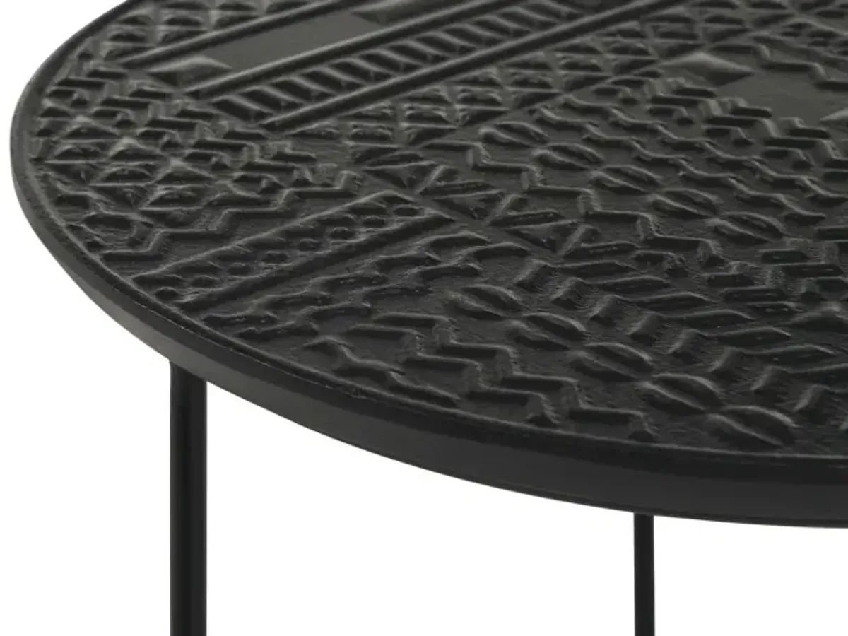 Loannis 2-piece Round Nesting Table Matte Black