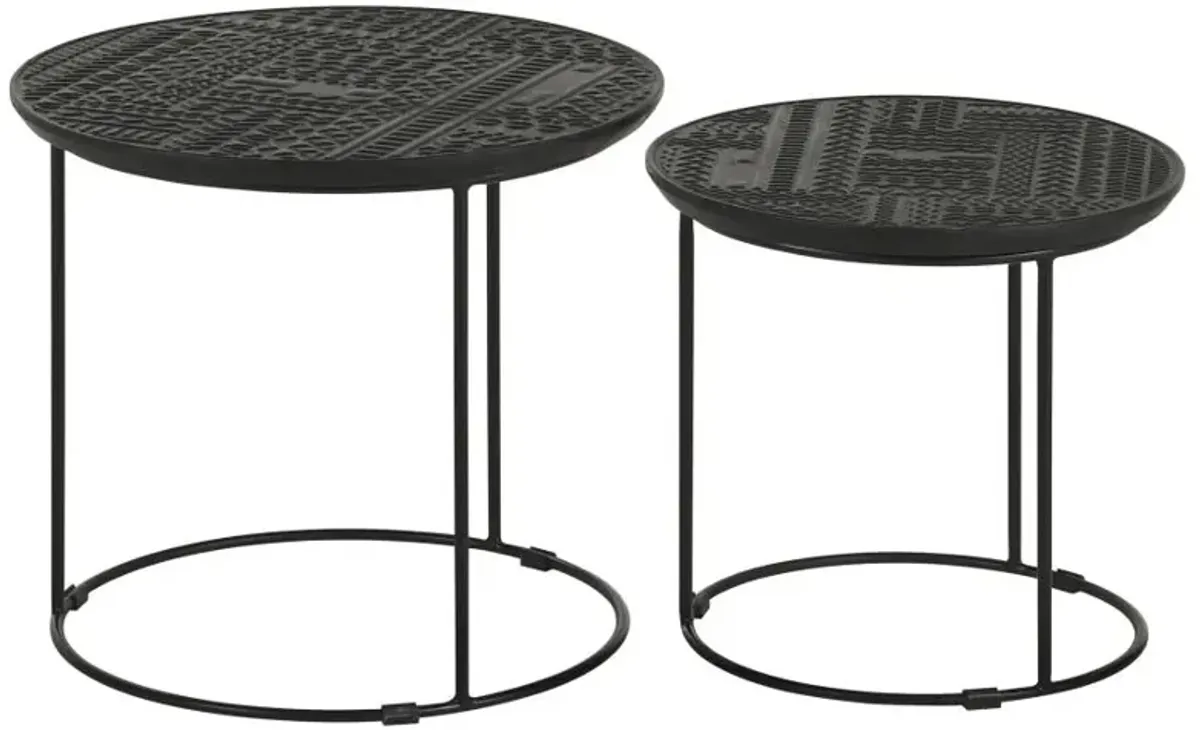 Loannis 2-piece Round Nesting Table Matte Black