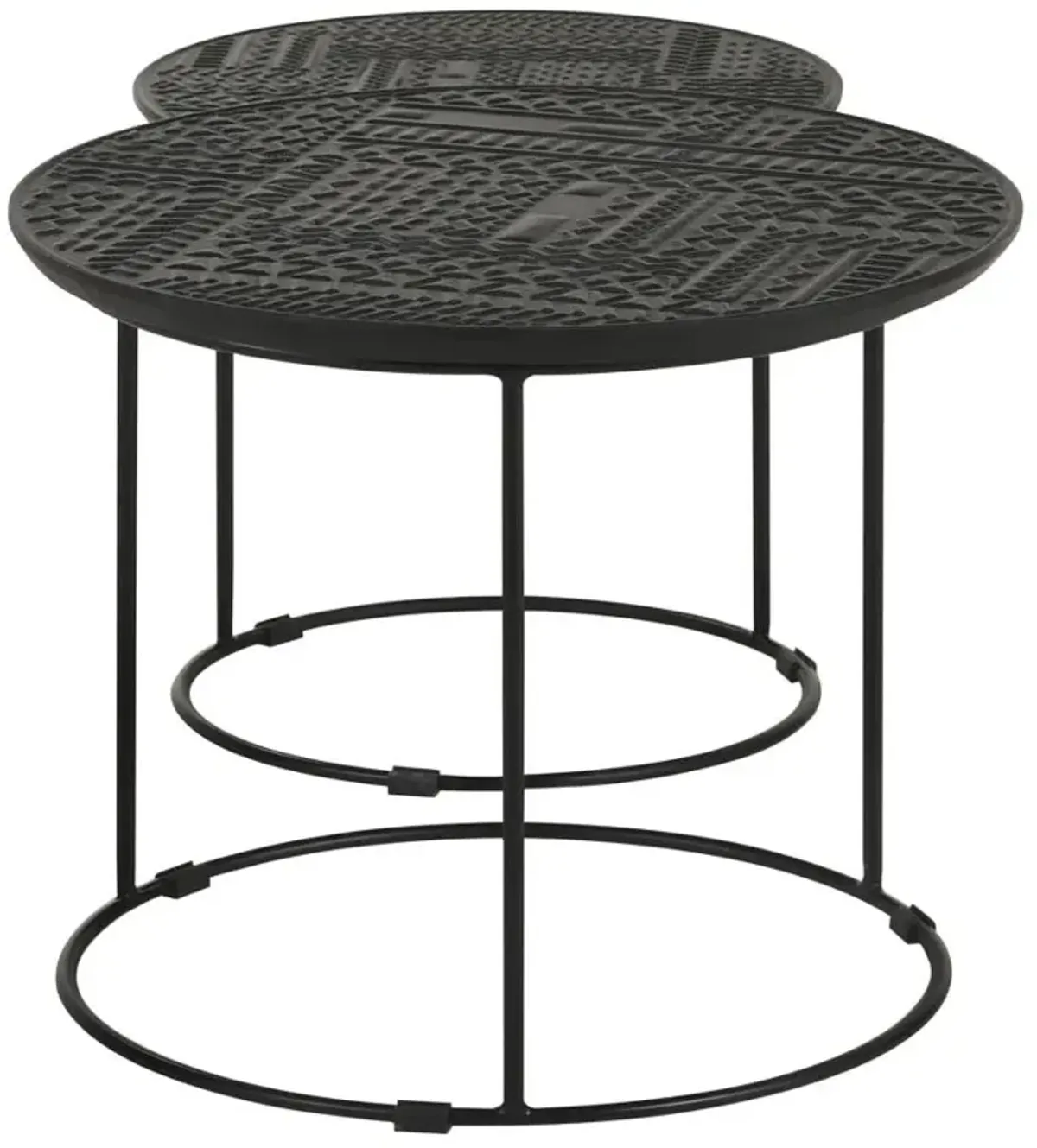 Loannis 2-piece Round Nesting Table Matte Black