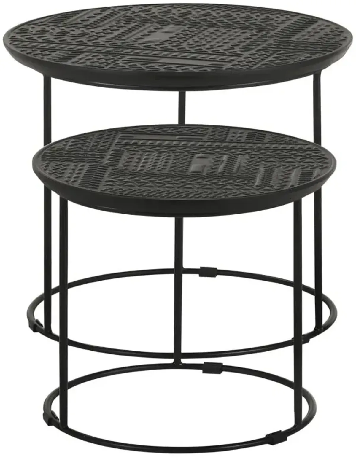 Loannis 2-piece Round Nesting Table Matte Black