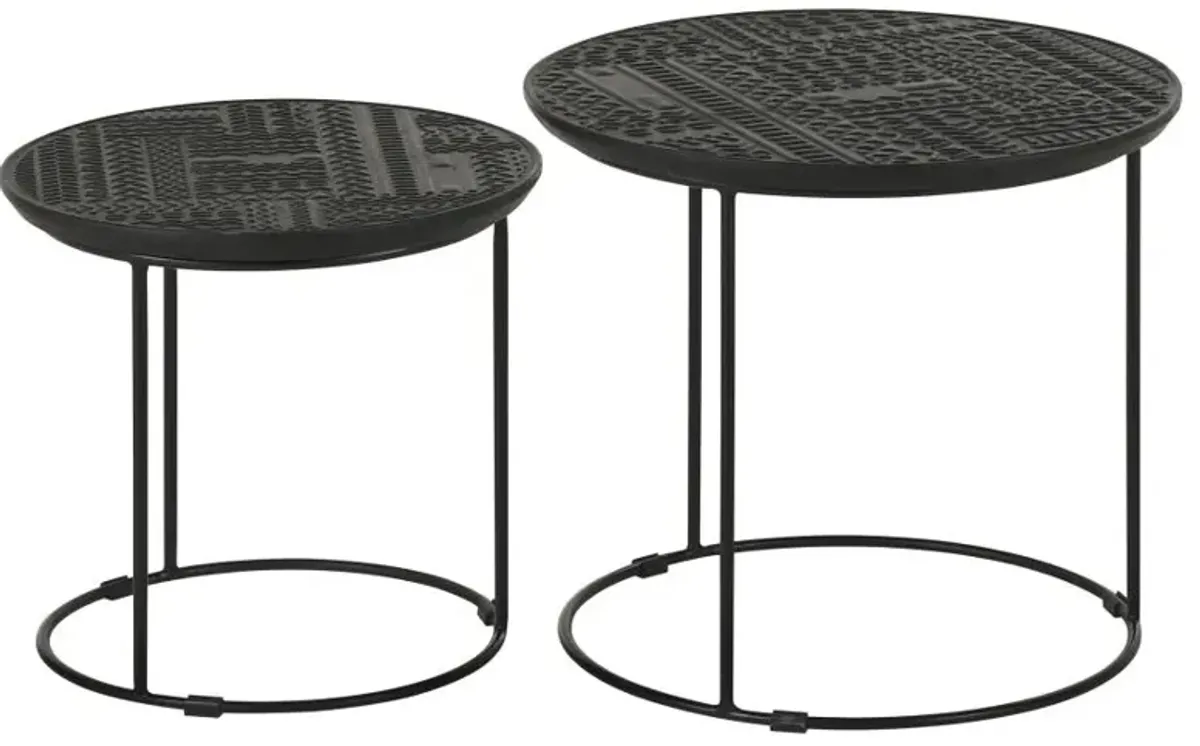 Loannis 2-piece Round Nesting Table Matte Black