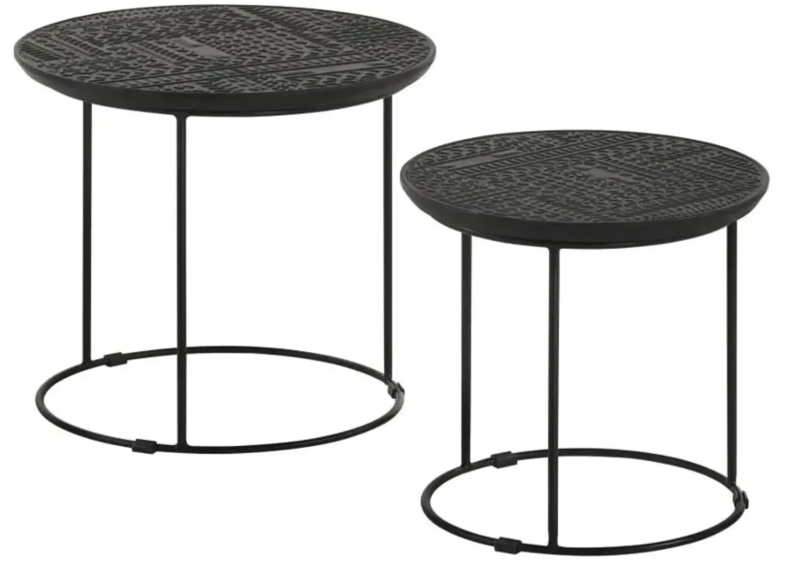 Loannis 2-piece Round Nesting Table Matte Black