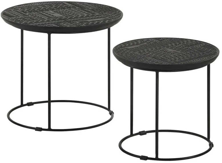 Loannis 2-piece Round Nesting Table Matte Black