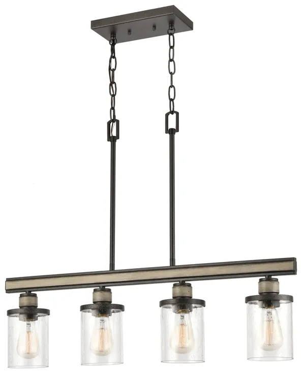 Beaufort 30" Wide 4-Light Linear Chandelier - Anvil Iron