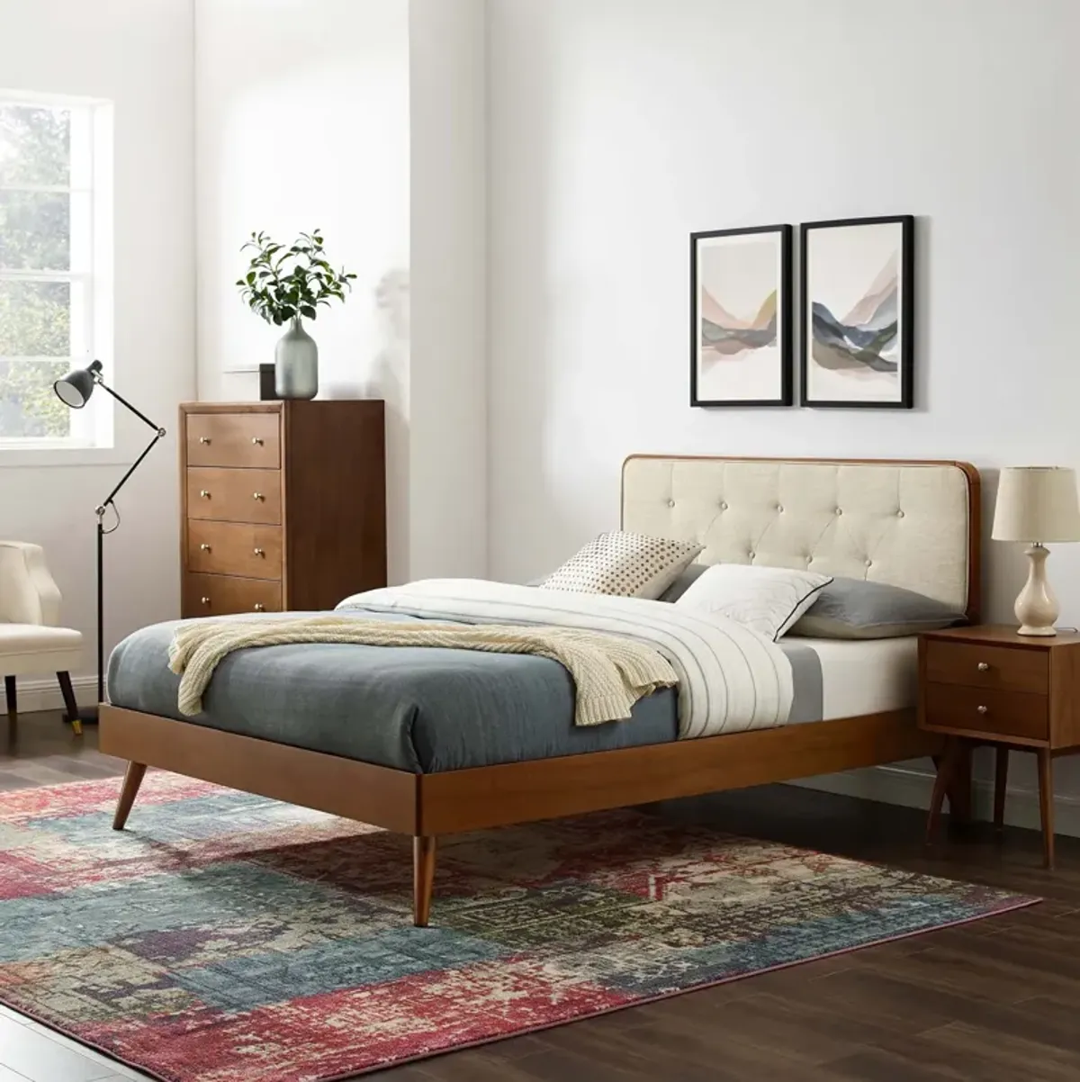 Bridgette Twin Wood Platform Bed With Splayed Legs