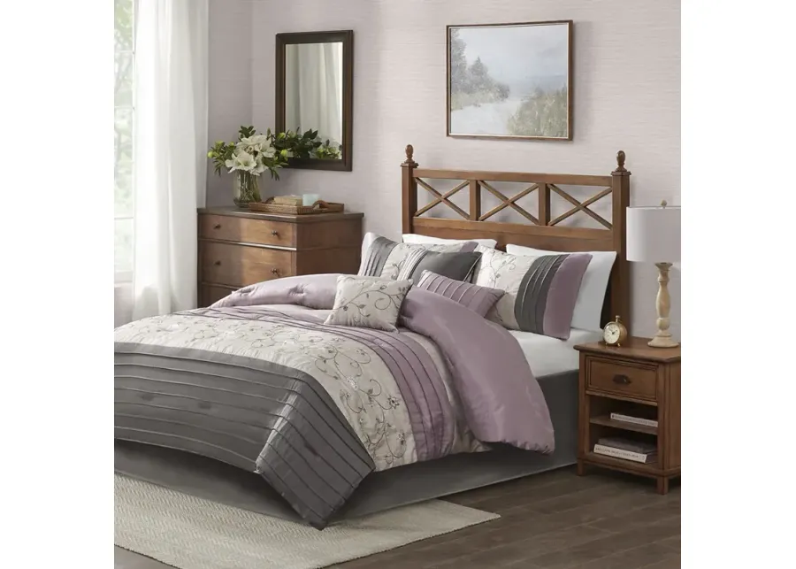 Madison Park Serene Purple Embroidered 7 Piece Comforter Set