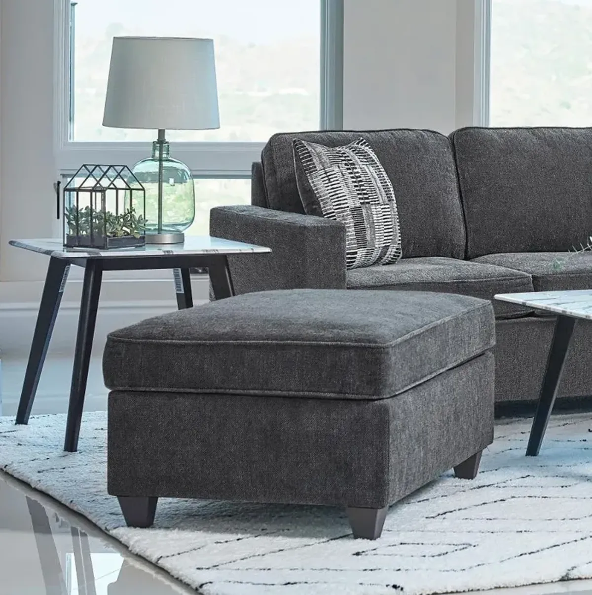 Mccord Upholstered Ottoman Dark Grey