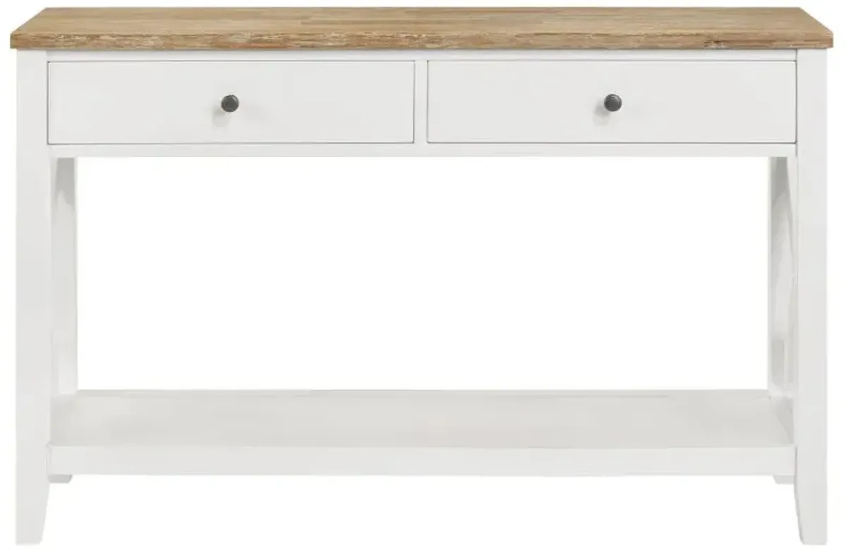 Maisy Rectangular Wooden Sofa Table With Shelf Brown and White