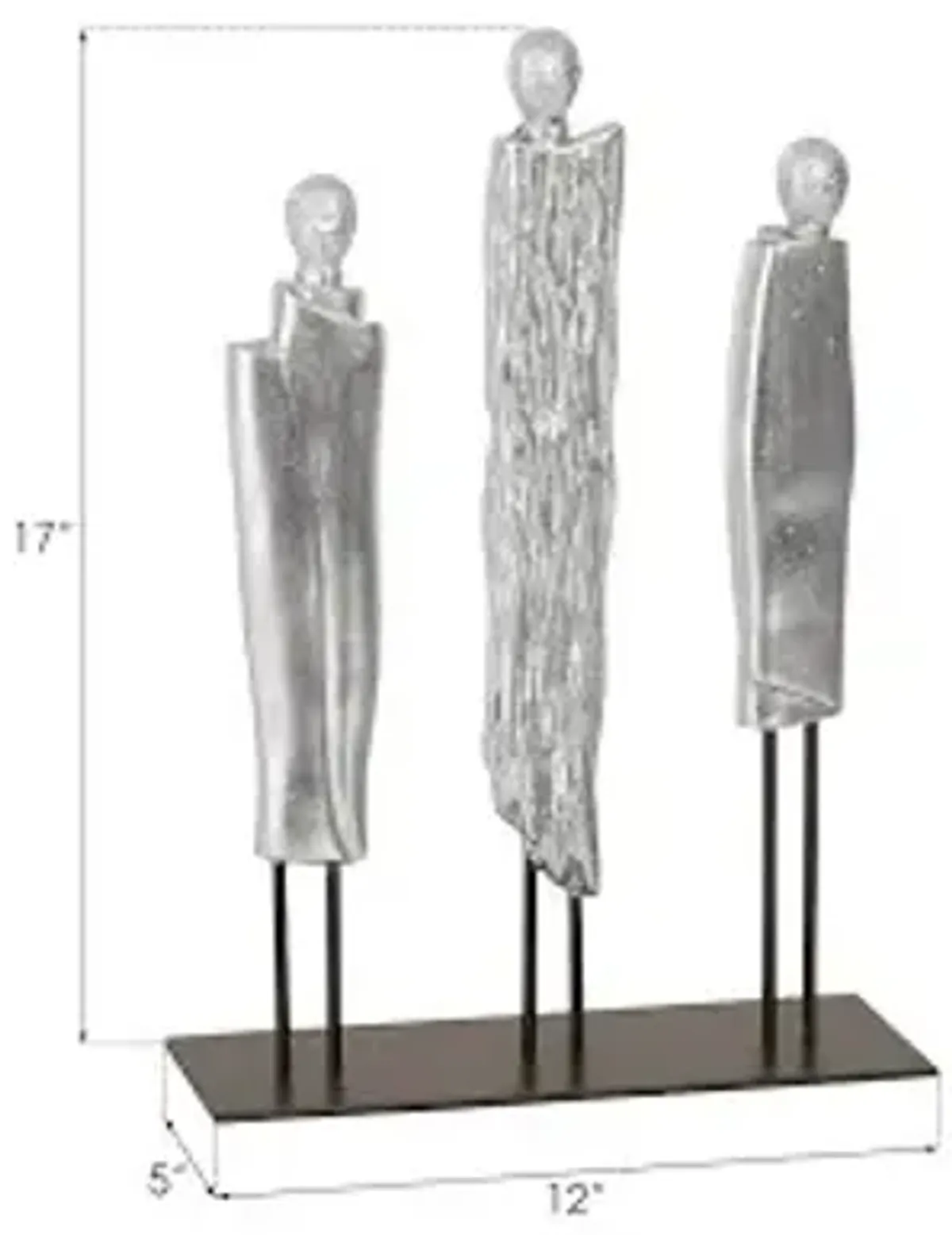 robed monk trio sculpture, silver leaf