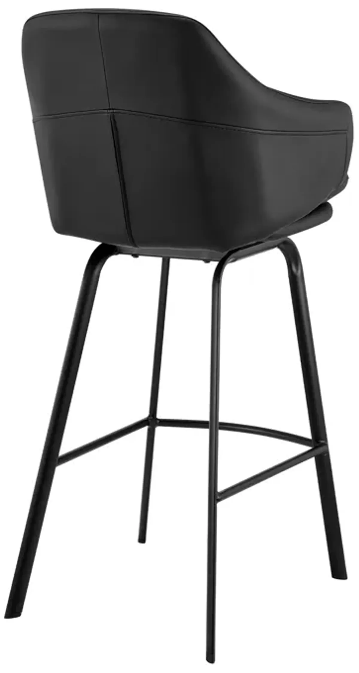 Brigden Black Faux Leather and Black Metal Swivel 26" Counter Stool