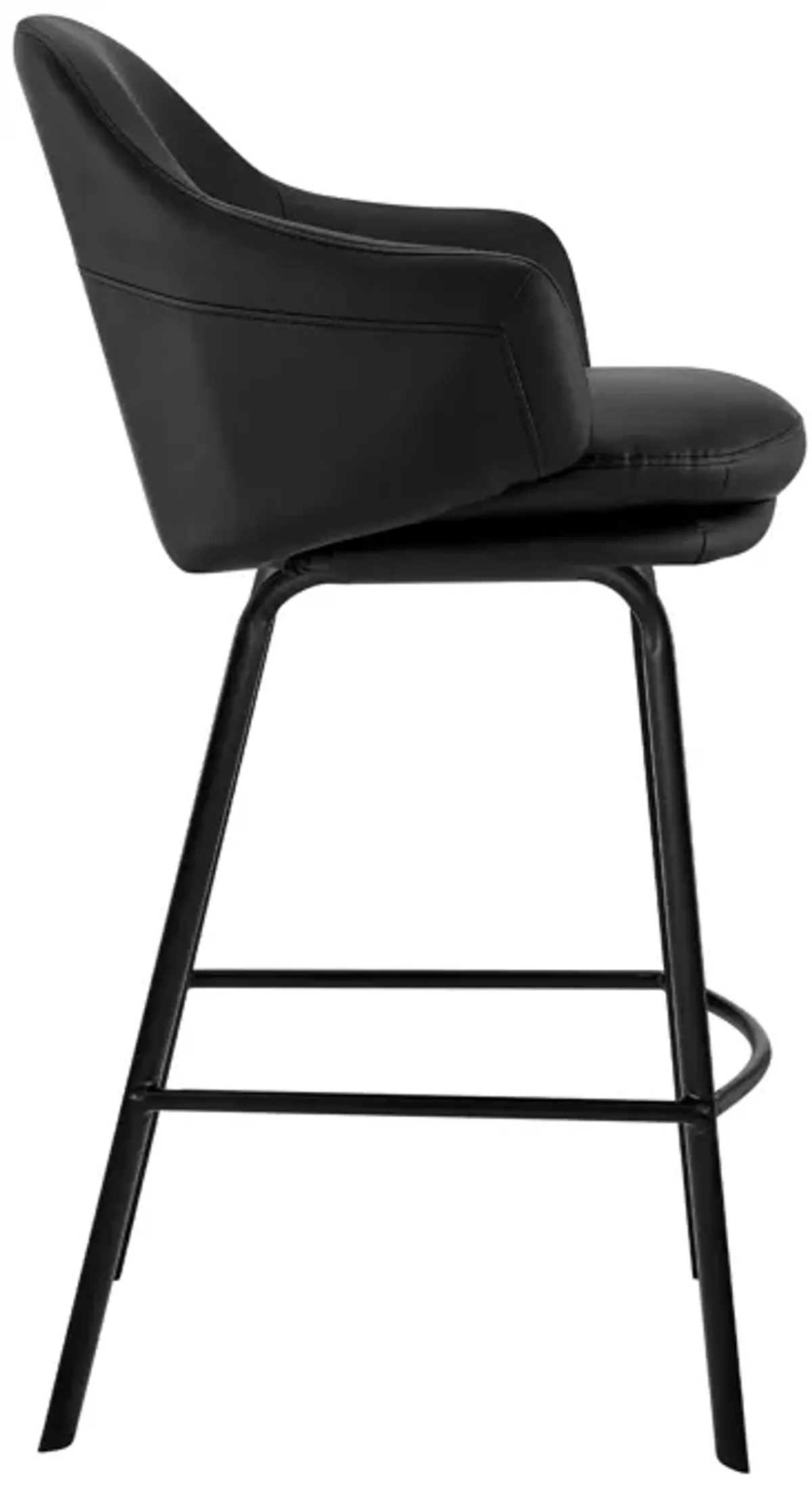 Brigden Black Faux Leather and Black Metal Swivel 26" Counter Stool