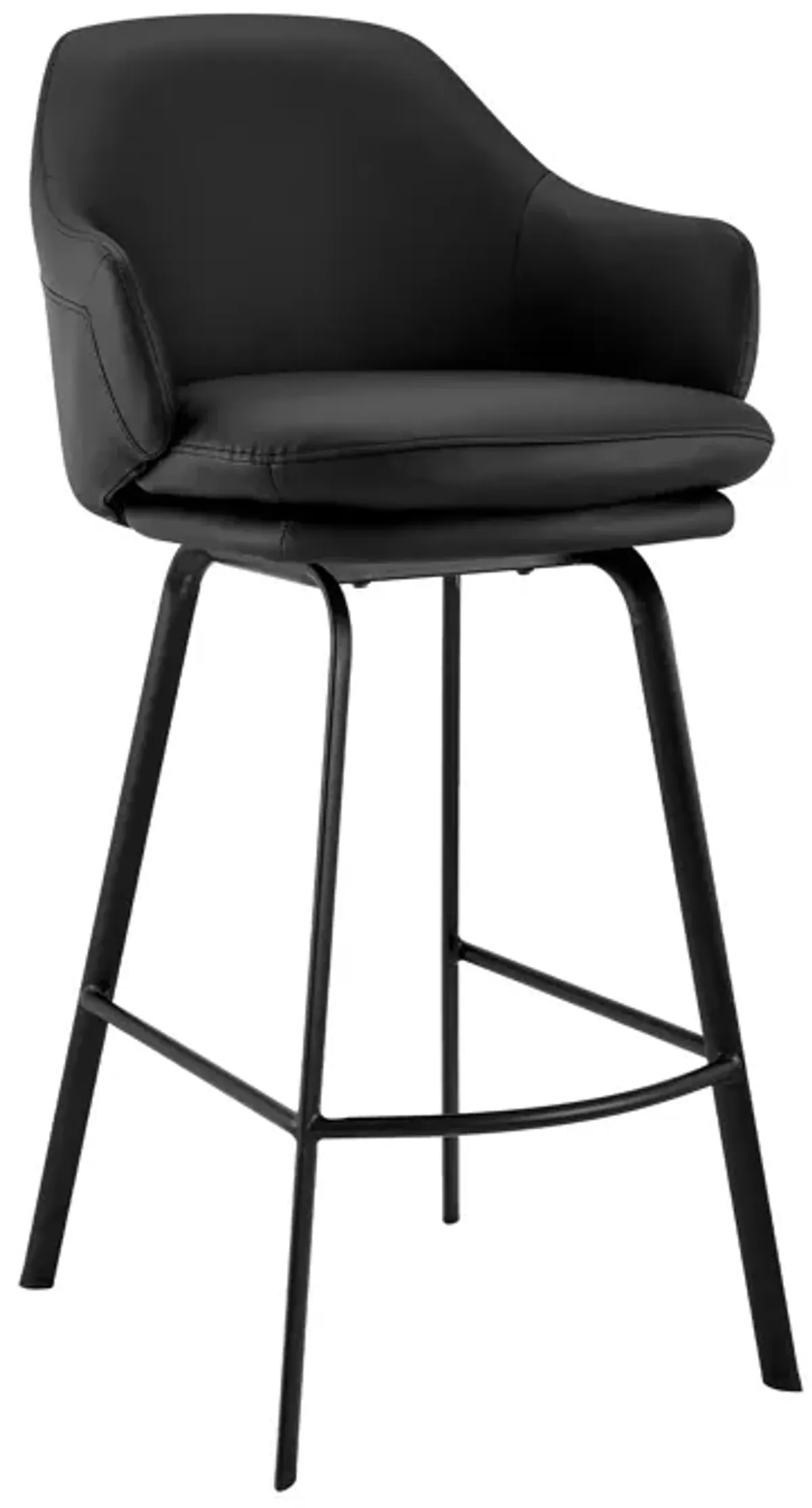 Brigden Black Faux Leather and Black Metal Swivel 26" Counter Stool