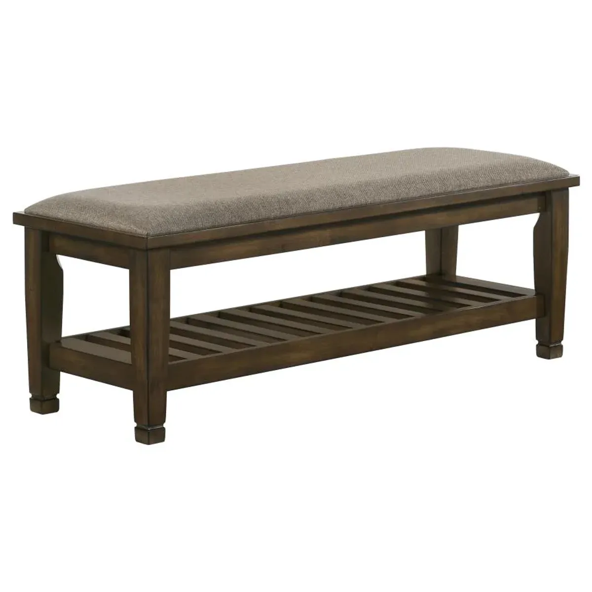 Franco Bench with Lower Shelf Beige and Burnished Oak