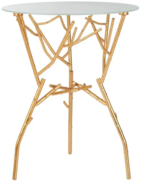 TARA BRANCHED GLASS TOP GOLD ACCENT TABLE