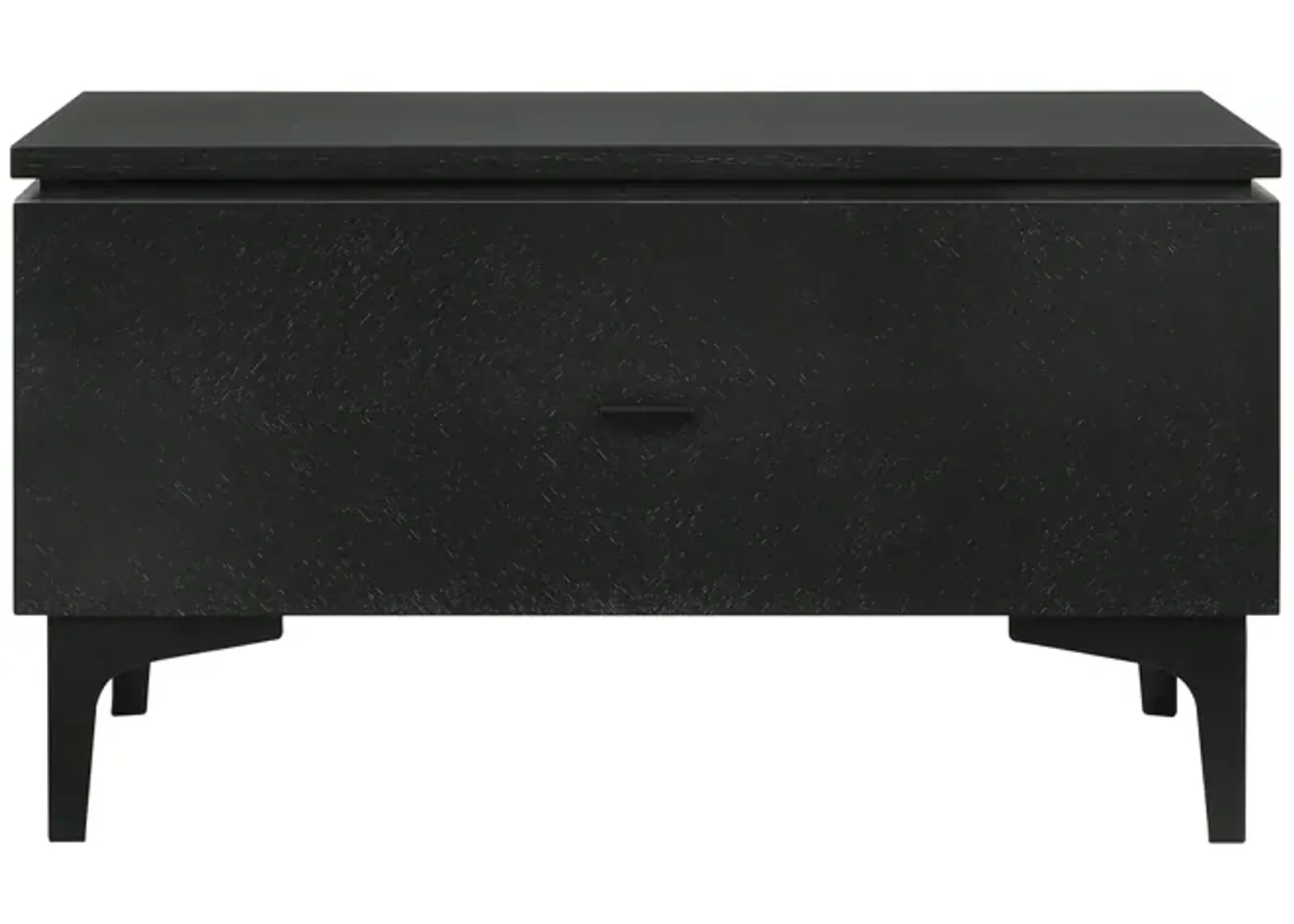 Legend Black Glaze Ash Veneer 1 Drawer Nightstand with Metal Legs