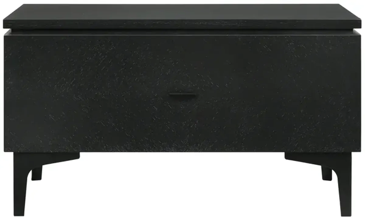 Legend Black Glaze Ash Veneer 1 Drawer Nightstand with Metal Legs