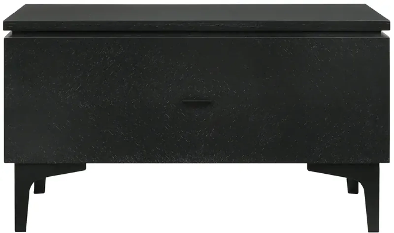 Legend Black Glaze Ash Veneer 1 Drawer Nightstand with Metal Legs