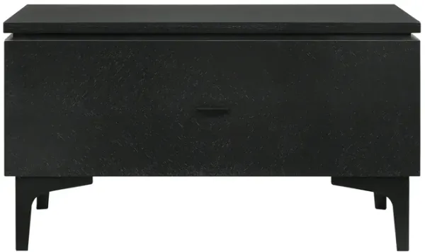 Legend Black Glaze Ash Veneer 1 Drawer Nightstand with Metal Legs