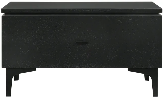 Legend Black Glaze Ash Veneer 1 Drawer Nightstand with Metal Legs