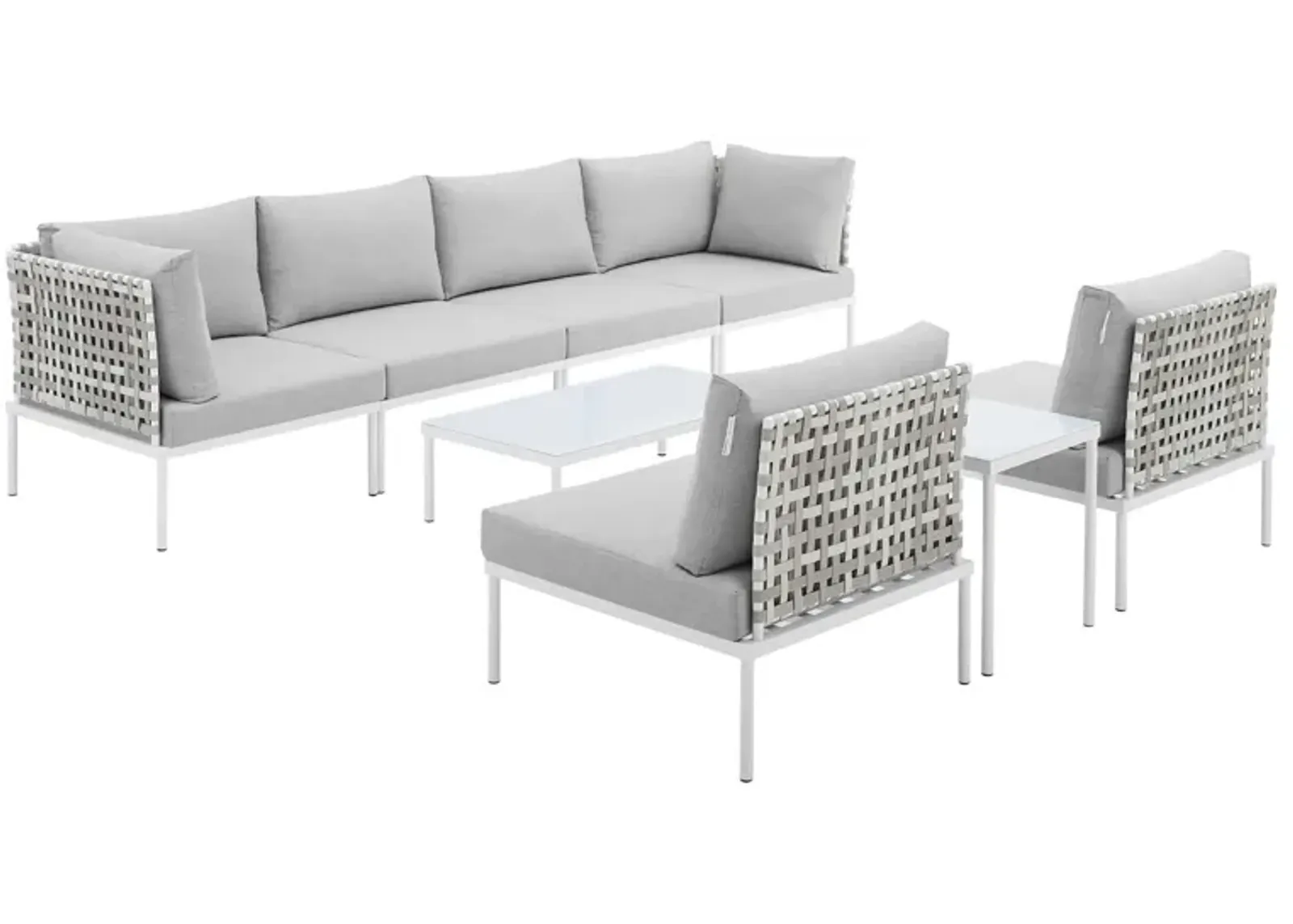 Harmony 8-Piece  Sunbrella® Basket Weave Outdoor Patio Aluminum Sectional Sofa Set