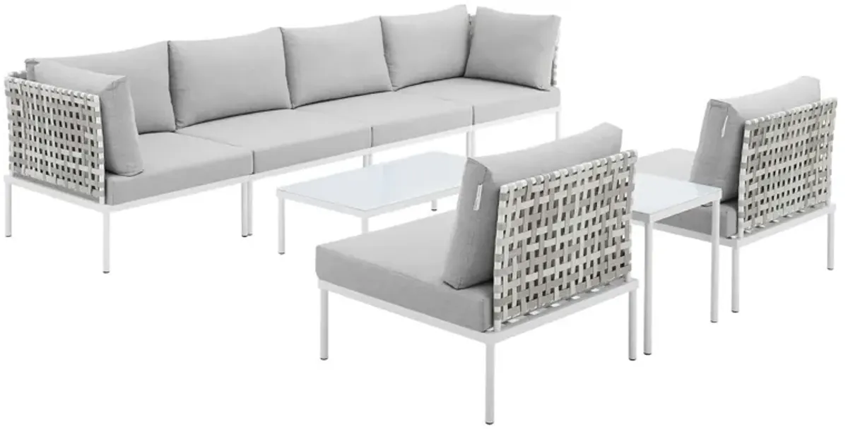 Harmony 8-Piece  Sunbrella® Basket Weave Outdoor Patio Aluminum Sectional Sofa Set