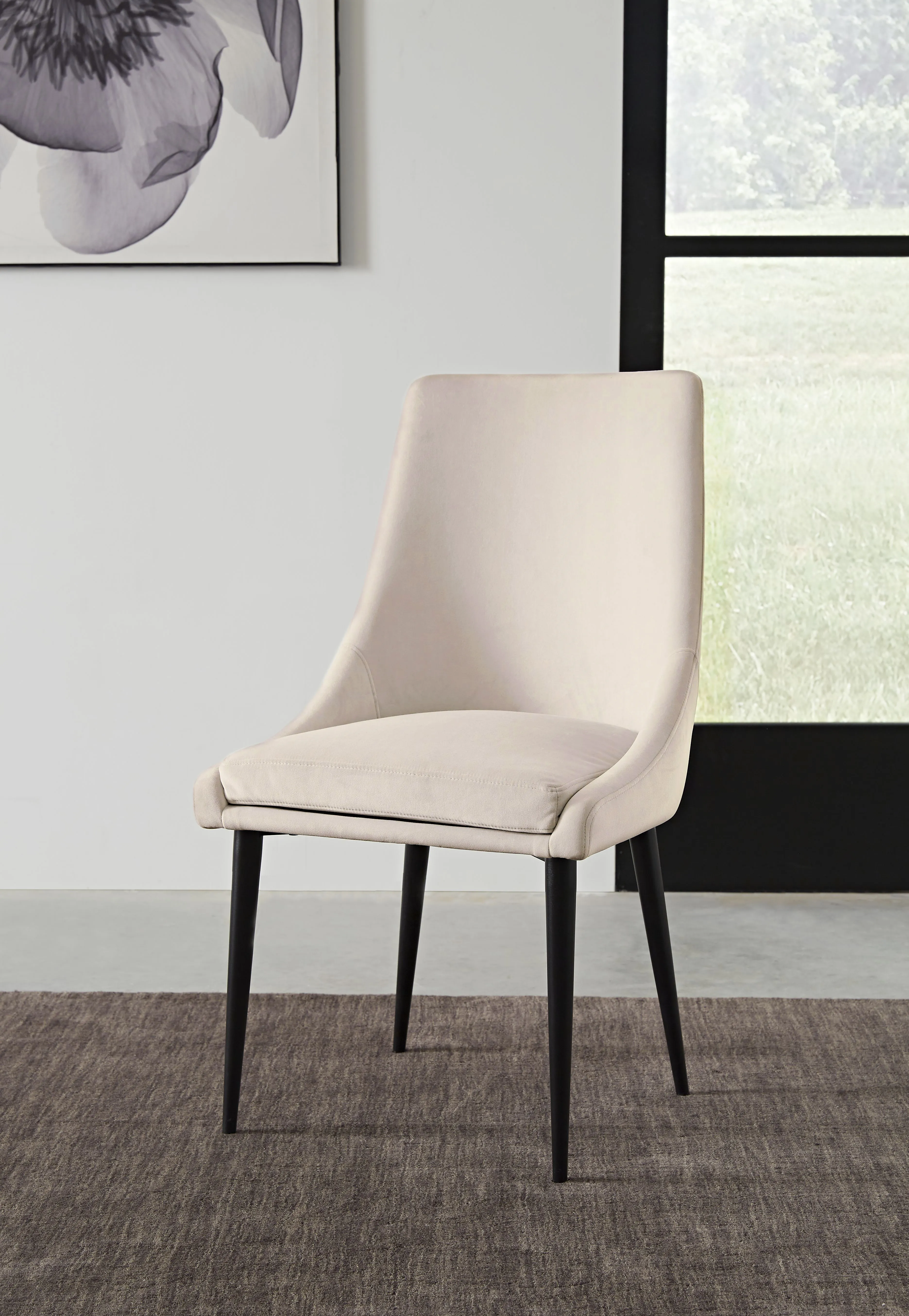 Winston Upholstered Metal Leg Dining Chair in Cream and Black