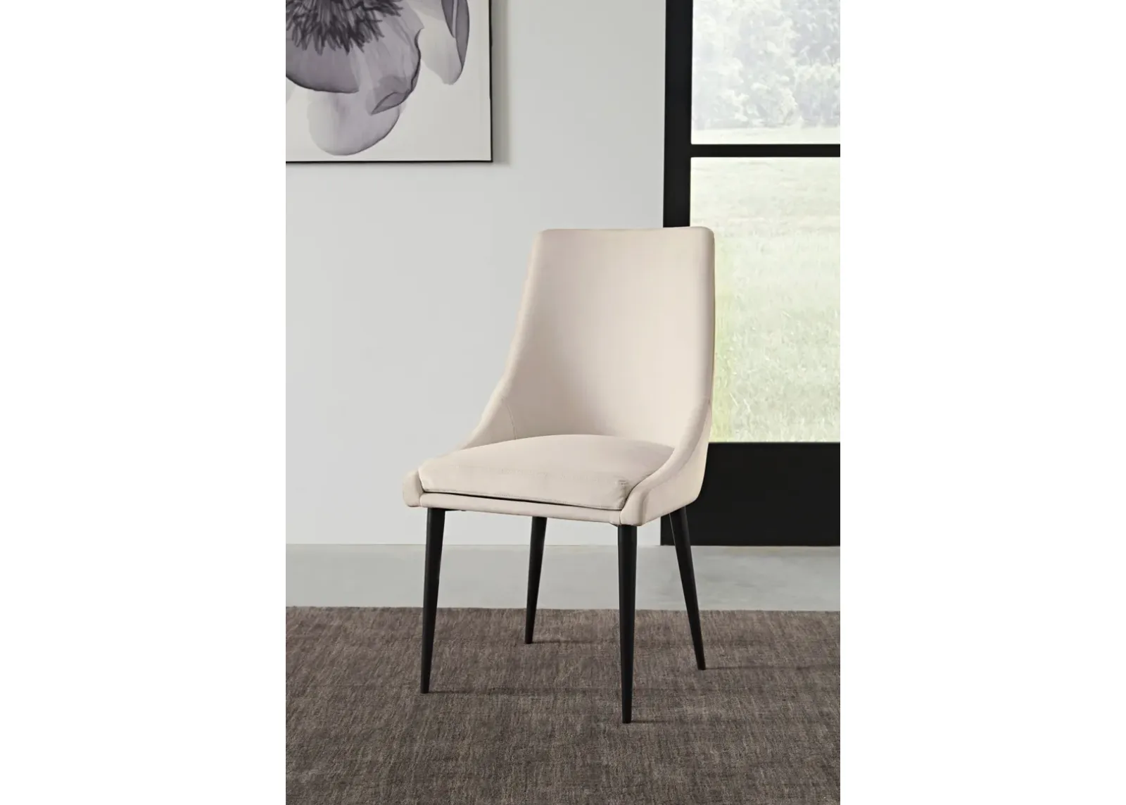 Winston Upholstered Metal Leg Dining Chair in Cream and Black