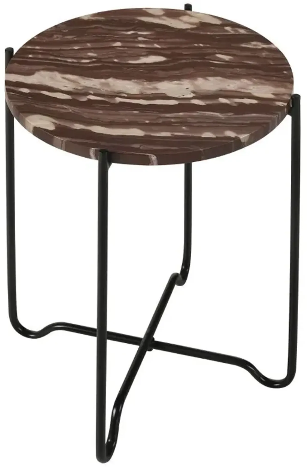 Latifa Round Accent Table with Marble Top Red and Black