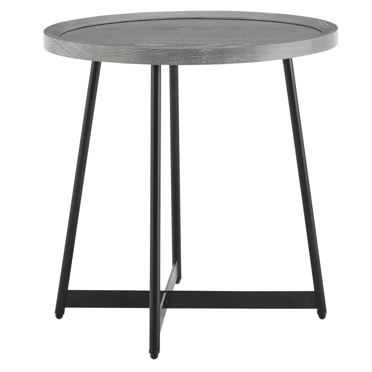 Niklaus 22" Round Side Table in Gray with Black Base