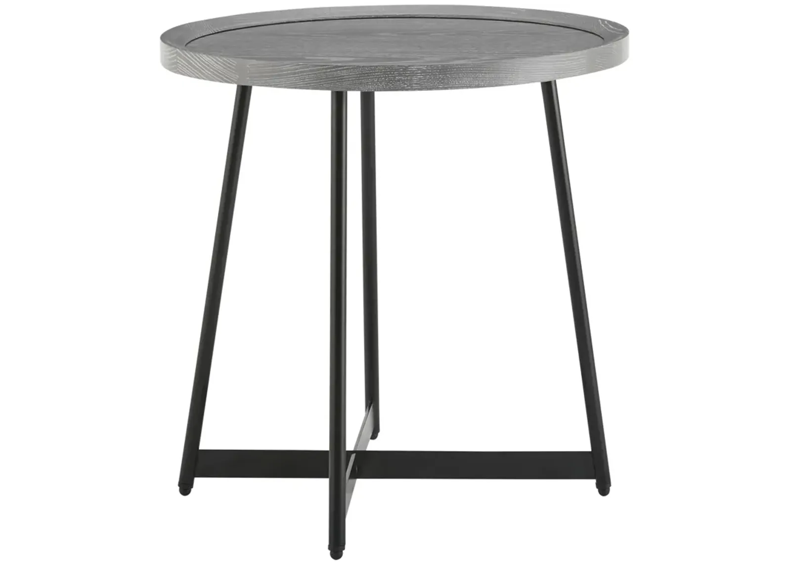 Niklaus 22" Round Side Table in Gray with Black Base