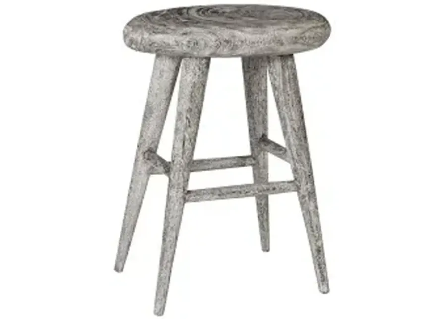 smoothed counter stool, chamcha wood, gray stone, oval