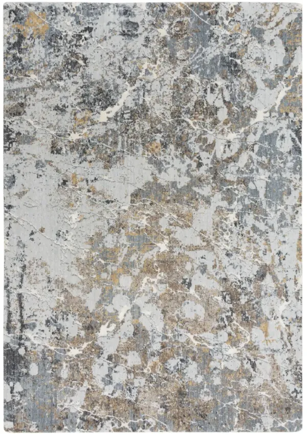 Logan Blue Abstract Recycled Polyester 8' x 10' Rectangle Rug