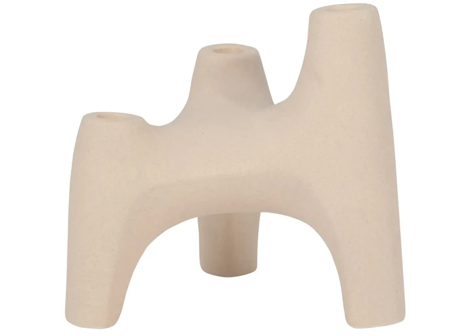 Stoneware, 9" 3-taper Candle Holder, Ivory