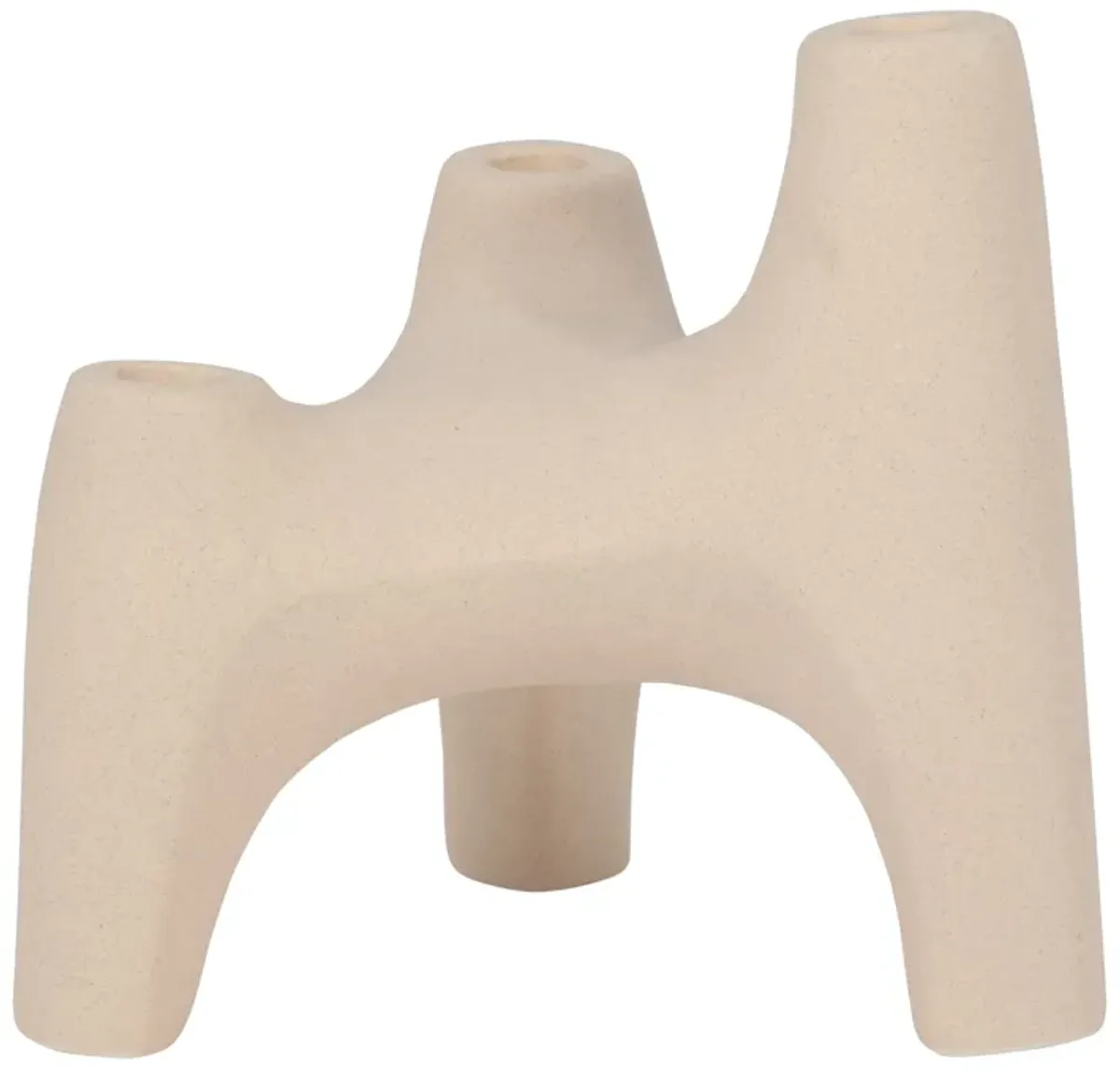 Stoneware, 9" 3-taper Candle Holder, Ivory