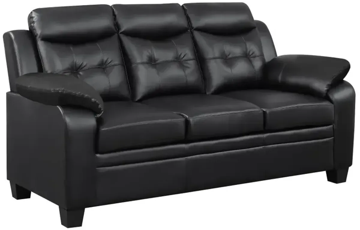 Finley Upholstered Pillow Top Arm Living Room Set Black