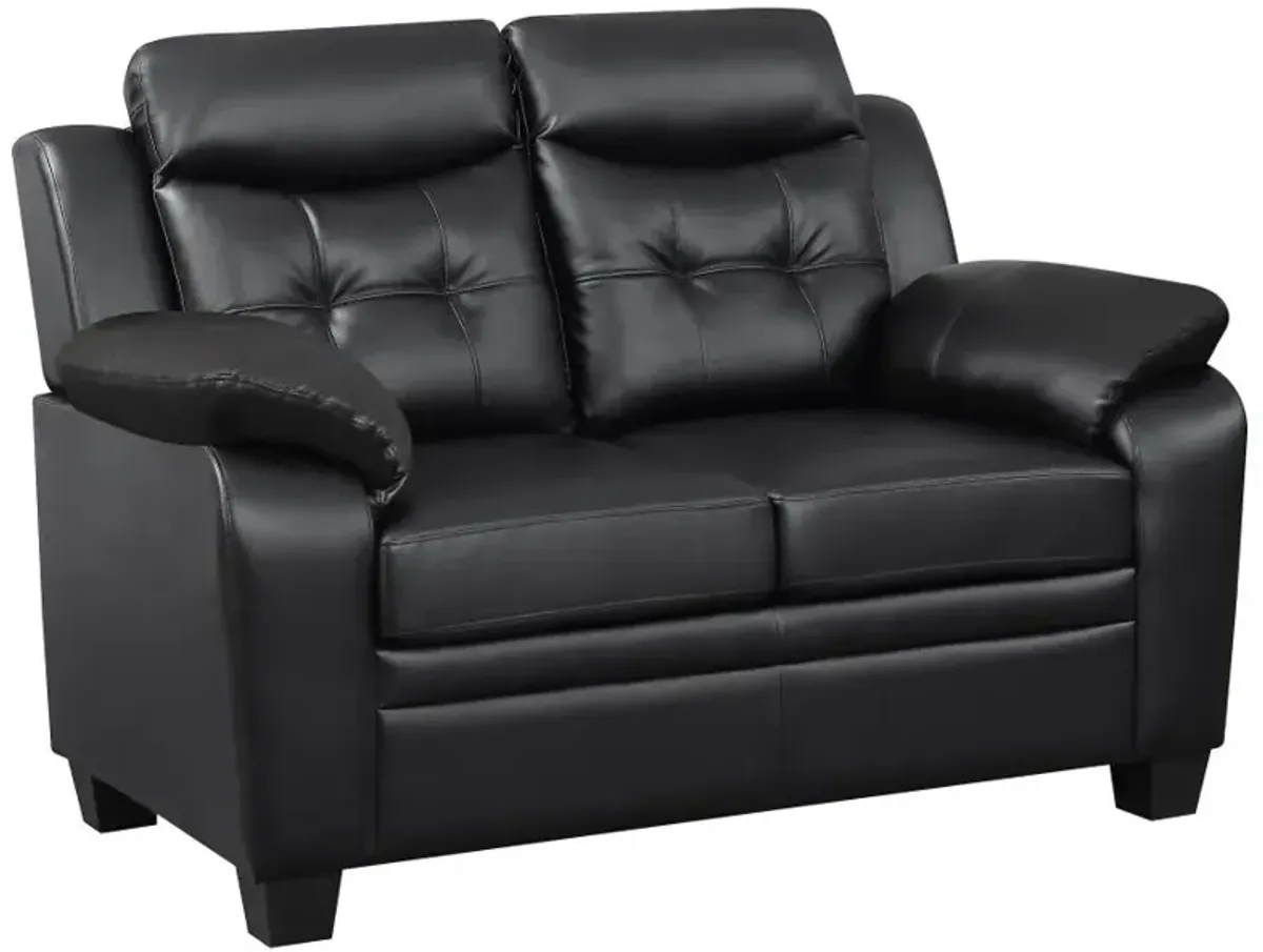 Finley Upholstered Pillow Top Arm Living Room Set Black