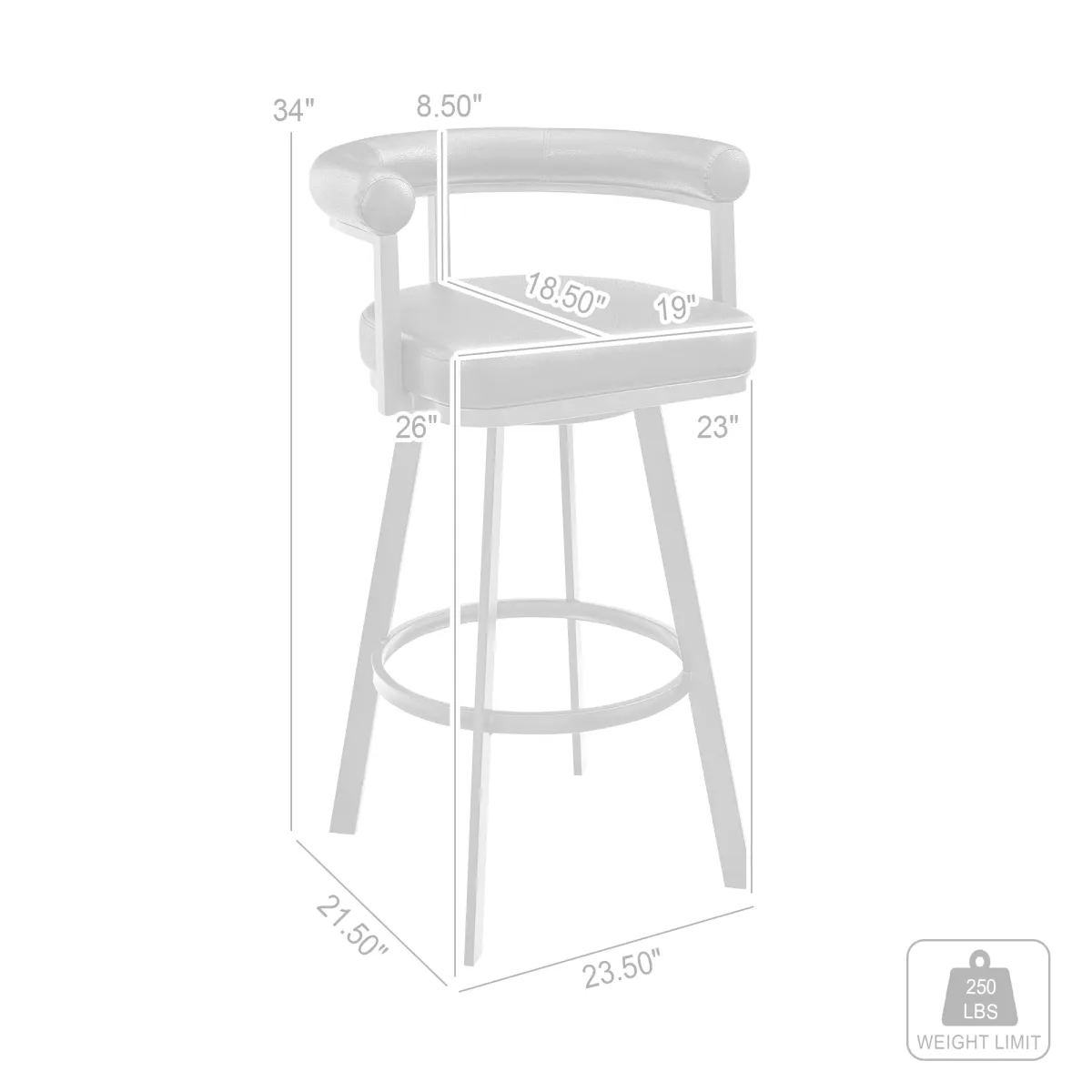 Magnolia 26" Swivel Counter Stool in Brushed Stainless Steel with Light Gray Faux Leather