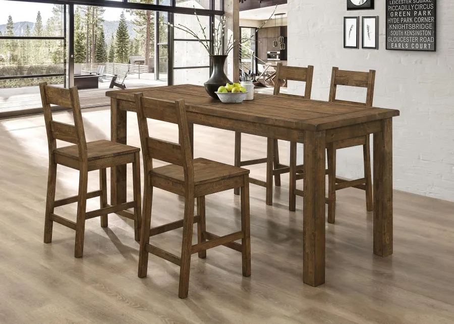 Coleman 5-piece Counter Height Dining Set Rustic Golden Brown