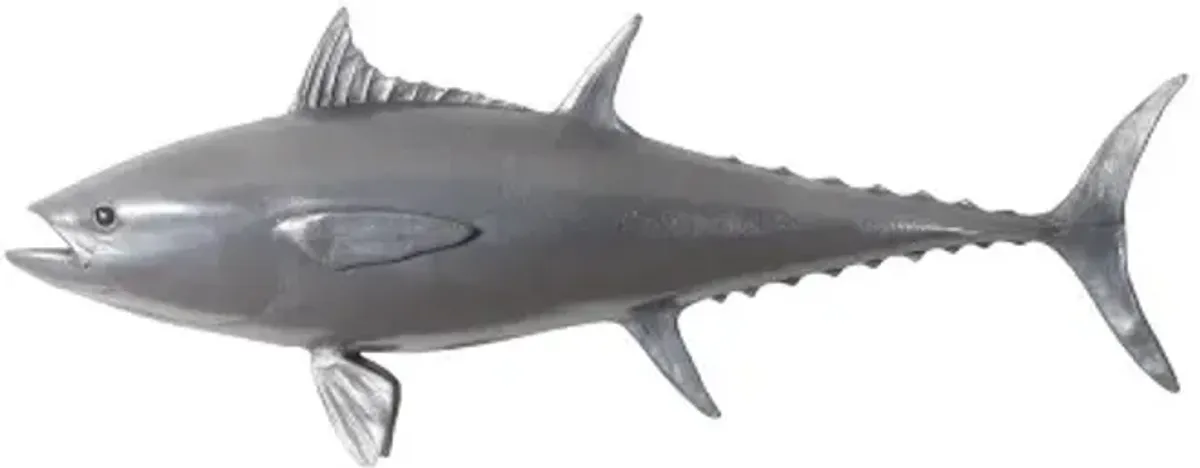 bluefin tuna fish wall sculpture, resin, polished aluminum finish